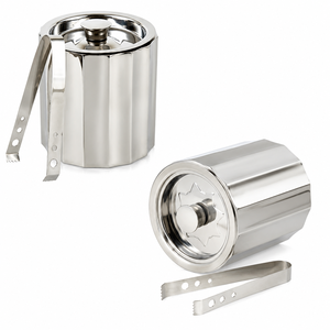 Seau à glace vintage en acier inoxydable avec poignées dorées, seau à champagne et à vin antirouille pour bar, fête, hôtel - Product Image 4