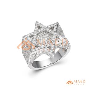 <b>Mens</b> <b>Silver</b> Tone Moissanite Star <b>Ring</b> Luxury Hip Hop Statement <b>Ring</b> Fashion Jewelry for <b>Men</b> - Product Image 5
