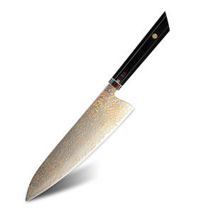 Couteau professionnel en acier damas cuivré avec manche en bois lisse pour le nettoyage du poisson et la préparation des fruits de mer - Product Image 1