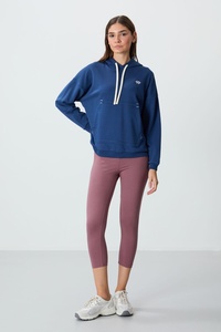 <b>Women</b>’s <b>Navy</b> <b>Blue</b> Oversized Pullover Hoodie Sweatshirt Casual Drawstring Hooded Fleece <b>Top</b> with Kangaroo Pocket <b>For</b> Sportswear - Product Image 5