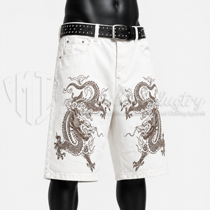 Pantalones Cortos de Mezclilla Personalizados con Logotipo Bordado, Estilo Vintage, Corte Recto, por Encima de la Rodilla, para Hombre - Product Image 3