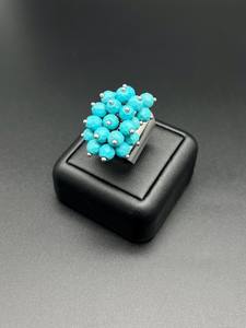 Bague large ajustable en argent sterling turquoise, certifiée IGI, bijou en pierre précieuse naturelle, bague statement pour femme, idéale pour festival et anniversaire - Product Image 6