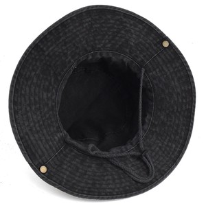 Chapeau Bob de Pêcheur Vintage en Coton Lavé Tendance avec Logo Brodé 3D, Bord Large, Style Rétro Vieilli, pour l'Extérieur, avec Cordon - Product Image 2