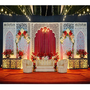 เวทีงานแต่งงานที่สวยงามที่สุดสำหรับงานมุสลิม ฉากหลังเลเซอร์ธีมโมกุลสำหรับเวทีวัลิมา แผงฉากหลังเลเซอร์สไตล์โมร็อกโก - Product Image 1