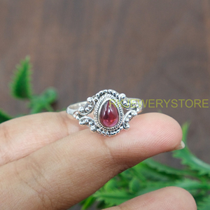 Bague en grenat en argent Sterling 925, bague en pierre rouge, bague faite à la main, bague design en argent, bagues de fiançailles et de mariage pour femmes, bijoux - Product Image 6