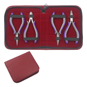4 pieces Jewelry Pliers Kit With Ergo Handle Size 115mm Chain, Flat, Round Nose Plier, <b>Side</b> <b>Cutter</b> Jewelry Making DIY Pliers Kit - Product Image 1