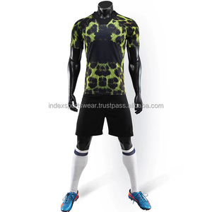 Conjunto de Camiseta de Fútbol para Hombre, Verde y Negro, Estampado Geométrico, Cuello Redondo, Manga Corta, Absorbe la Humedad, Ajuste Atlético, para Todas las Temporadas - Product Image 6