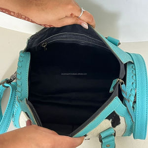 Nuevo Bolso de Diseño Occidental de Cuero Turquesa con Tachuelas Concho, Bolso de Mano para Mujer, Bandolera, Venta al por Mayor - Product Image 6