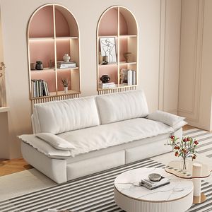 Divano Letto Queen Convertibile 3-in-1 da 186 cm, Multifunzionale in Velluto Beige/Bianco (Vecchio SKU W1885S000) - Product Image 2