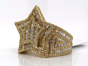 Iced Baguette Moissanite Star Engagement <b>Ring</b> 925 Sterling <b>Silver</b> Hip Hop Cluster Rhodium Plated Luxury Jewelry for <b>Men</b> Women - Product Image 2