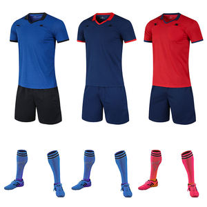 Conjunto de Camiseta de Fútbol con Cuello Redondo para Hombre, Manga Corta, Transpirable, de Poliéster, Pantalones Cortos con Cintura Elástica, Color Sólido, para Toda Temporada - Product Image 3