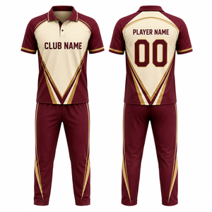 Conjunto de Uniforme de Cricket Color Marrón Dorado, Sublimado, Transpirable, de Poliéster, para Adultos, Unisex, Personalizable, Disponible en Stock - Product Image 1