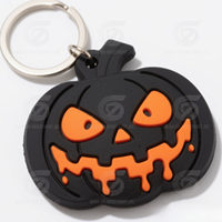 Porte-clés personnalisés populaires en caoutchouc/PVC/TPR/silicone 3D non toxiques |   Bonbons d'Halloween en forme de citrouille, motifs de dessins animés Hello Kitty, en soie