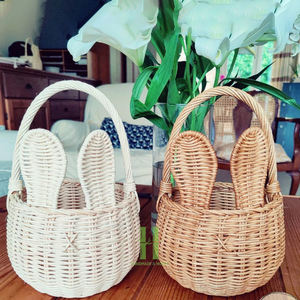 Handmade Rattan Easter Bunny Candy <b>Basket</b> – Cute Bunny Ear Gift <b>Basket</b> for Easter <b>Eggs</b>, Candy Holder from Vietnam - Product Image 4