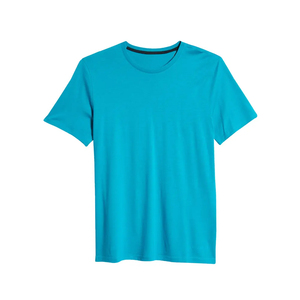 Men's O-Neck Short Sleeve <b>T</b>-<b>Shirt</b> Regular Fit Casual Solid Color Breathable 100% <b>Polyester</b> Jersey Knitted Plain Dyed Blue - Product Image 5