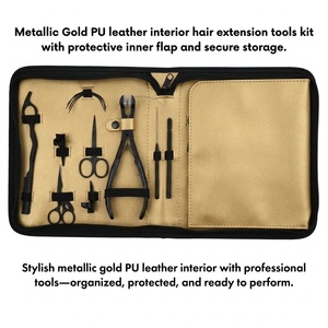 Kit d'installation d'extensions capillaires TEEJAY personnalisé en acier inoxydable avec pince à sertir à mâchoires plates, presse-ruban, rasoir et étui de rangement - Product Image 5