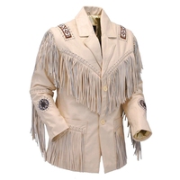Veste en cuir pour homme de style rétro country avec longues franges, vêtement de cowboy artisanal pour le rodéo et la mode western, vestes pour hommes