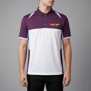 Polo pour homme de marque, à blocs de couleur, manches courtes, séchage rapide, en polyester tricoté, style décontracté, logo sur le devant - Product Image 1