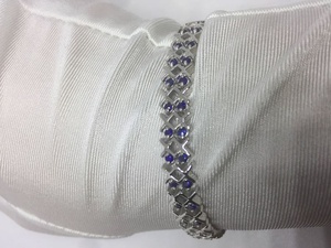 Vintage Blue Black Sapphire Tennis <b>Bracelet</b> 925 Sterling Silver <b>Gemstone</b> <b>Bracelet</b> Elegant Jewelry Gift - Product Image 1