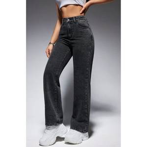 กางเกงยีนส์เดนิมสีเทาเอวสูงทรงหลวมสำหรับผู้หญิง ดีไซน์หรูหราทันสมัย ทรงสบาย ยืดหยุ่น นุ่ม ใส่สบาย เป็นมิตรต่อสิ่งแวดล้อม ทนทาน แฟชั่น ไซส์ 26 - Product Image 4