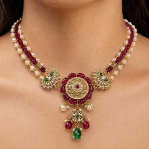 Parure de bijoux de luxe en laiton et zircon Kundan, collier ras-du-cou et boucles d'oreilles clous, style traditionnel indien, pour mariée, fiançailles, mariage, soirée, brillant - Product Image 2