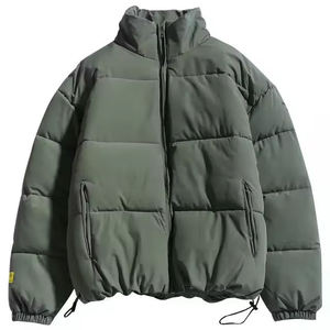 Parka unisexe d'hiver en toile écologique avec doublure en cuir, col montant, épaissie, mi-longue, pour homme, style vêtement de travail - Product Image 1