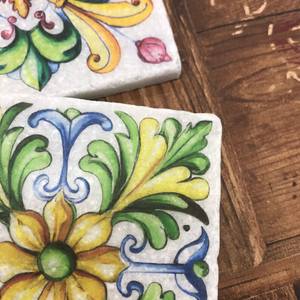 Sous-verres en marbre majolique italien, élégants et faits à la main, pour la décoration de la maison - Product Image 4