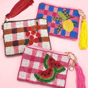 Porte-monnaie artisanal en perles, broderie cactus, dernier design, avec couleur personnalisée pour femmes et filles. - Product Image 1