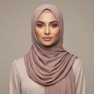 Hiyab de Chifón de Color Sólido para Mujer, Suave al Tacto, para Uso Diario, Pañuelo Étnico de Oriente Medio - Product Image 1