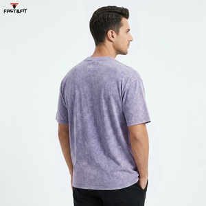 T-shirt streetwear de haute qualité à col rond, délavé à l'acide, vente en gros, prix abordable, t-shirt vierge personnalisé pour homme - Product Image 2