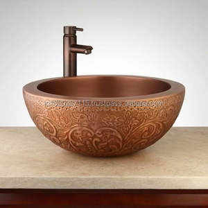 Bassin en cuivre de style unique fait à la main avec des techniques du vieux monde pour un charme rustique dans les maisons et les hôtels de charme - Product Image 1