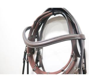 Bridon en cuir rembourré avec frontale et muserolle pour l'entraînement équestre - Product Image 2