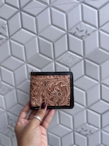 New Arrival Hand Tooled Leather <b>Wallet</b> Men's Long Zipper Multi Uses <b>Wallet</b> Hot Sale Fashion Brown Colour Cash Card <b>Holder</b> - Product Image 3