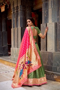 Indian Ethnic Traditional Designer Poly Cotton <b>Lehenga</b> Choli with Zari Weaving Work for Wedding Outfit for <b>Women</b> Fancy Wear - Product Image 5