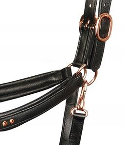 Harnais de cheval en cuir véritable de qualité supérieure, avec attaches en or rose, muserolle anatomique réglable, rembourrage doux et respectueux de l'environnement - Product Image 3