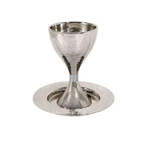 Juego de Copas Kiddush en Caja de Regalo, Copa de Vino de Metal Plateado Martillado con Posavasos, Copa de Vino Grabada con Corte Láser - Product Image 6