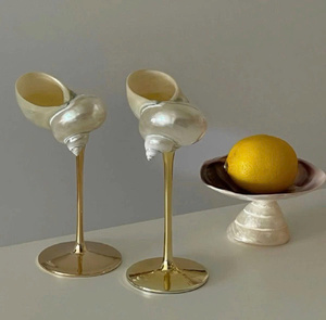 Copa de Vino Hecha a Mano con Concha Natural, Copa de Martini con Perlas de Cristal, Copa de Cóctel con Concha, Porta Joyas, Regalo para Damas de Honor, Violeta - Product Image 6