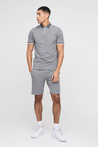 Premium Cotton OEM Mens Summer 2 Piece Outfit T-Shirt Shorts <b>Set</b> Fashion Casual Breathable Solid Jacquard <b>Knitted</b> Digital - Product Image 4