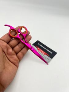 Ciseaux de coiffure professionnels rose métallisé de 6,5 pouces, sur mesure, à lame droite et sans dents, pour salon de barbier – Vente chaude - Product Image 4