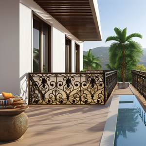 Premium Modern Wrought Iron Balcony Railing Custom Fabrication Durable Rust Resistant <b>Adjustable</b> for Balcony Stair & Outdoor Use - Product Image 3