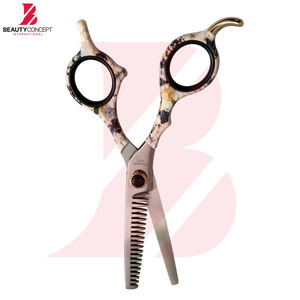 Ciseaux à effiler les cheveux avec poignée en plastique à motifs tendance, ciseaux de barbier professionnels en acier inoxydable, outils de coiffure pour salon - Product Image 4