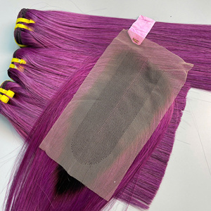 ผมคนแท้แบบมีหนังกำพร้าผมสำหรับเด็กผมตรงจากเวียดนามมัดปิดเป็นสีม่วง - Product Image 2