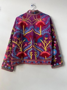Veste Bohème Brodé à Motifs Floraux Col Mandarin Manches Longues Grande Taille pour Femme Style Décontracté Printemps - Product Image 5