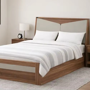 Lit de chambre king-size en bois massif, sculpté à la main, de qualité supérieure, avec sommier intégré, fabriqué à la main, de luxe - Product Image 1