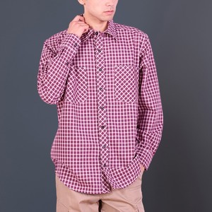 Chemise à carreaux à manches longues pour homme, coupe classique, décontractée, en coton tissé, à motifs, boutonnée - Product Image 1