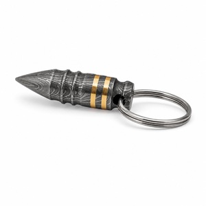 Custom Handmade Damascus Steel Keychain With Copper Inlay Durable Classic Style - Product Image 5