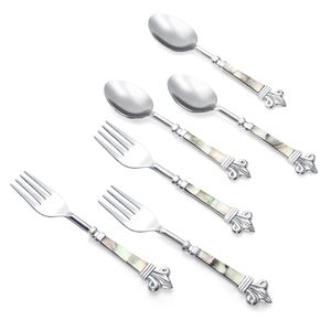Juego de Cubiertos de Metal con Mango de MOP de Diseño Personalizado para Regalos y Bodas - Product Image 1
