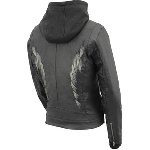 Chaqueta de Motociclista de Cuero SAMROZ SPORTS para Mujer con Capucha - Uso Durante Todo el Año - Product Image 2