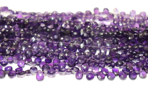 Cuentas de Briolette facetadas de amatista Africana AAA, forma de pera de 6*8mm, cuentas de piedra Natural de Corte Lateral de 8 pulgadas, cuentas al por mayor - Product Image 5