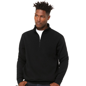 Sweat-shirt gris à col zippé pour homme, manches longues, couleur unie, décontracté, en coton tricoté, fermeture éclair, respirant - Product Image 5